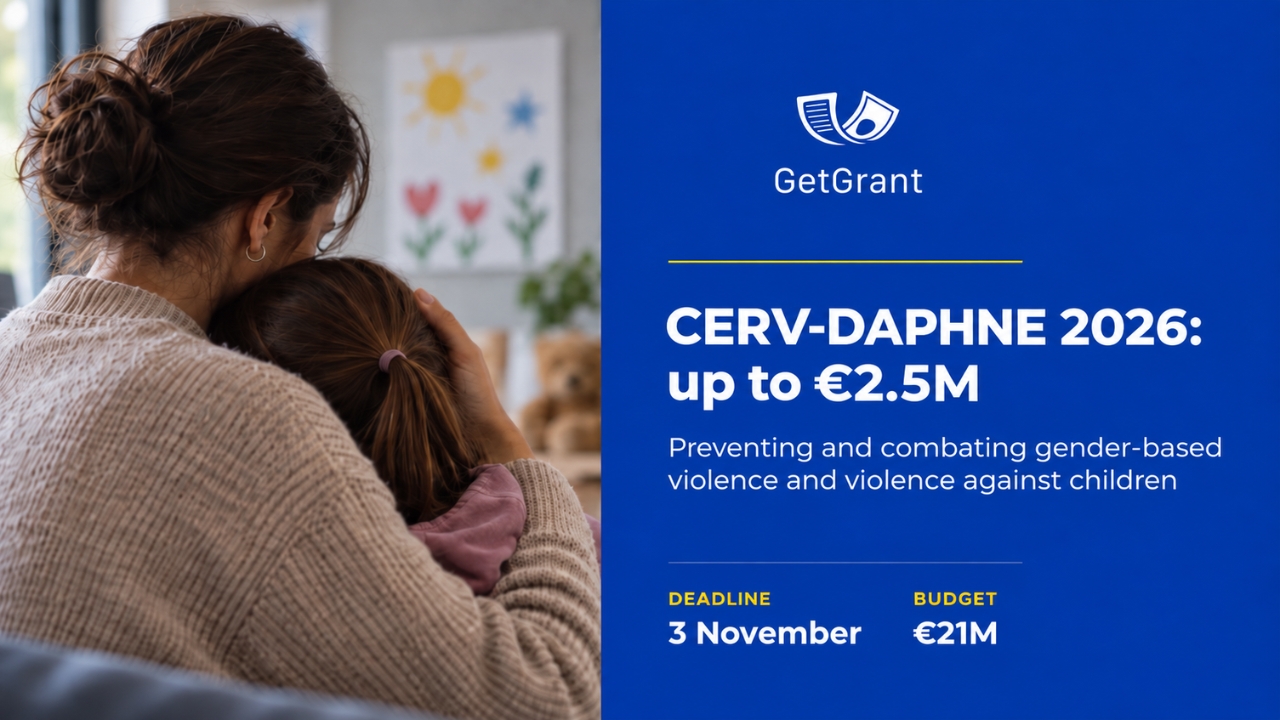 CERV-DAPHNE 2026: up to EUR 2.5m, deadline 3 November